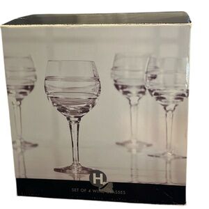 Hotel Collection Crystal Balloon Wine Glasses NIB 4pc Rare